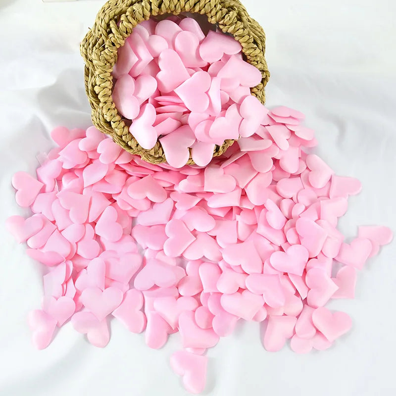 100/200Pcs Artificial Love Heart Petals Valentine's Day Wedding Party Confetti Petals Sponge Satin Fabric Table Bed Decorations
