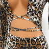 HLJ Sexy Backless Lace Up Leopard Bodycon Jumpsuits Women O Neck Long Sleeve Skinny Pants One Piece Playsuits Fashion Overall