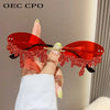 Diamond Rimless Sunglasses Women Luxury Brand Rhinestone Sun Glasses Ladies Sexy Tear Shape Punk Party Eyewear gafas de sol