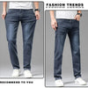 Summer Elastic Men's Jeans Fashion Gray Comfortable Business Straight Stretch Cotton Casual Denim Pants Brand Male Thin Trousers