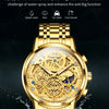 OLEVS Men's Watches Top Brand Luxury Original Waterproof Quartz Watch for Man Gold Skeleton Style 24 Hour Day Night New