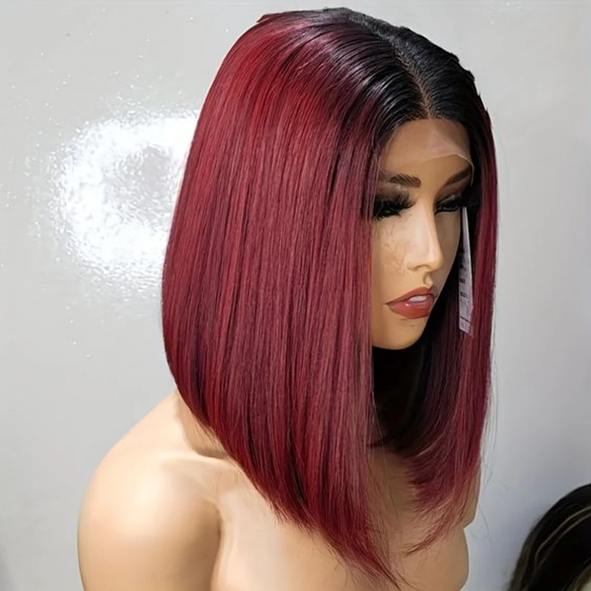1B/99J Burgundy Short Straight Bob Human Hair Wigs Brazilian Lace Front Human Hair Wigs Pre Plucked T Part Lace Wigs Remy Hair