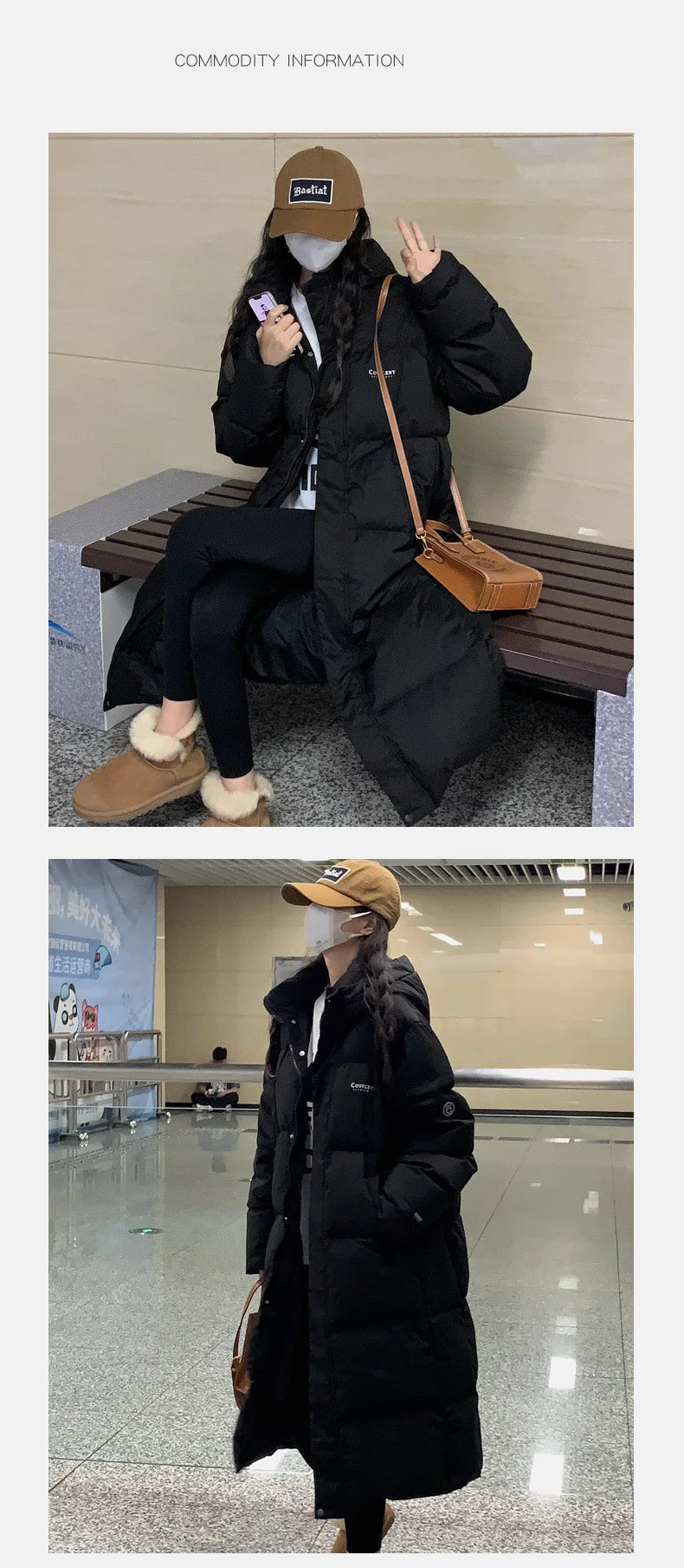 EVNISI Women Zipper Up Pockets Down Coat oversize Loose Coat Turtleneck Thicken Long Coat Women Casual Parkas 2024 Autumn Winter