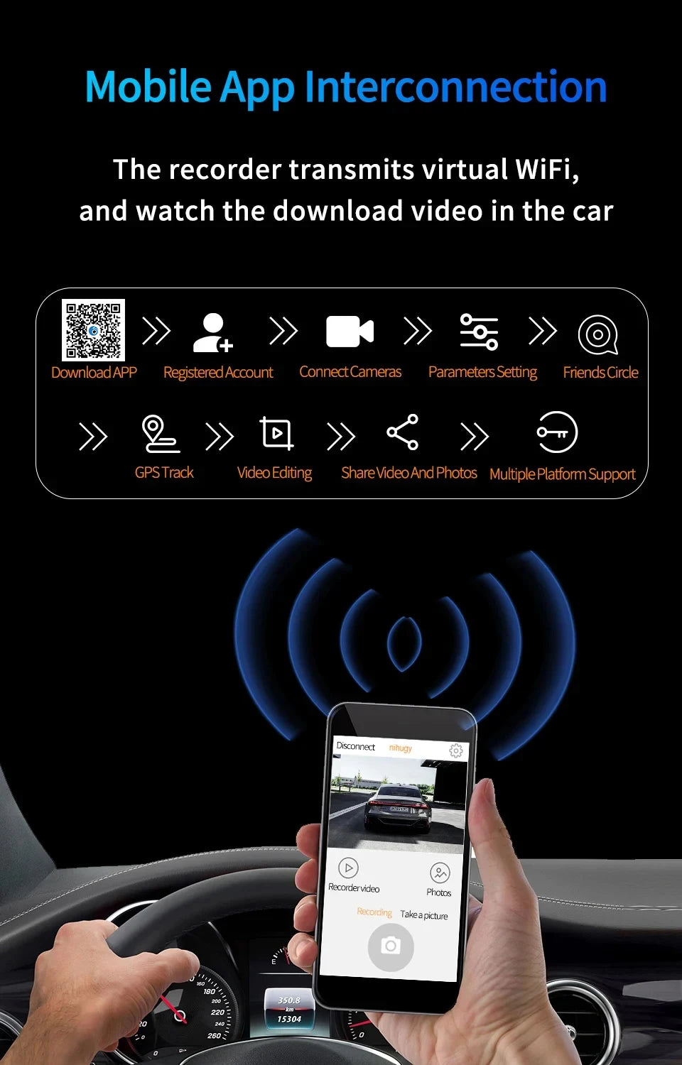 10.26“  Dash Cam 4K 3840*2160P Car Dvr Carplay Android Auto GPS 5G WIFI  Stream RearView Mirror Dashcam Camera Drive Recorder FM