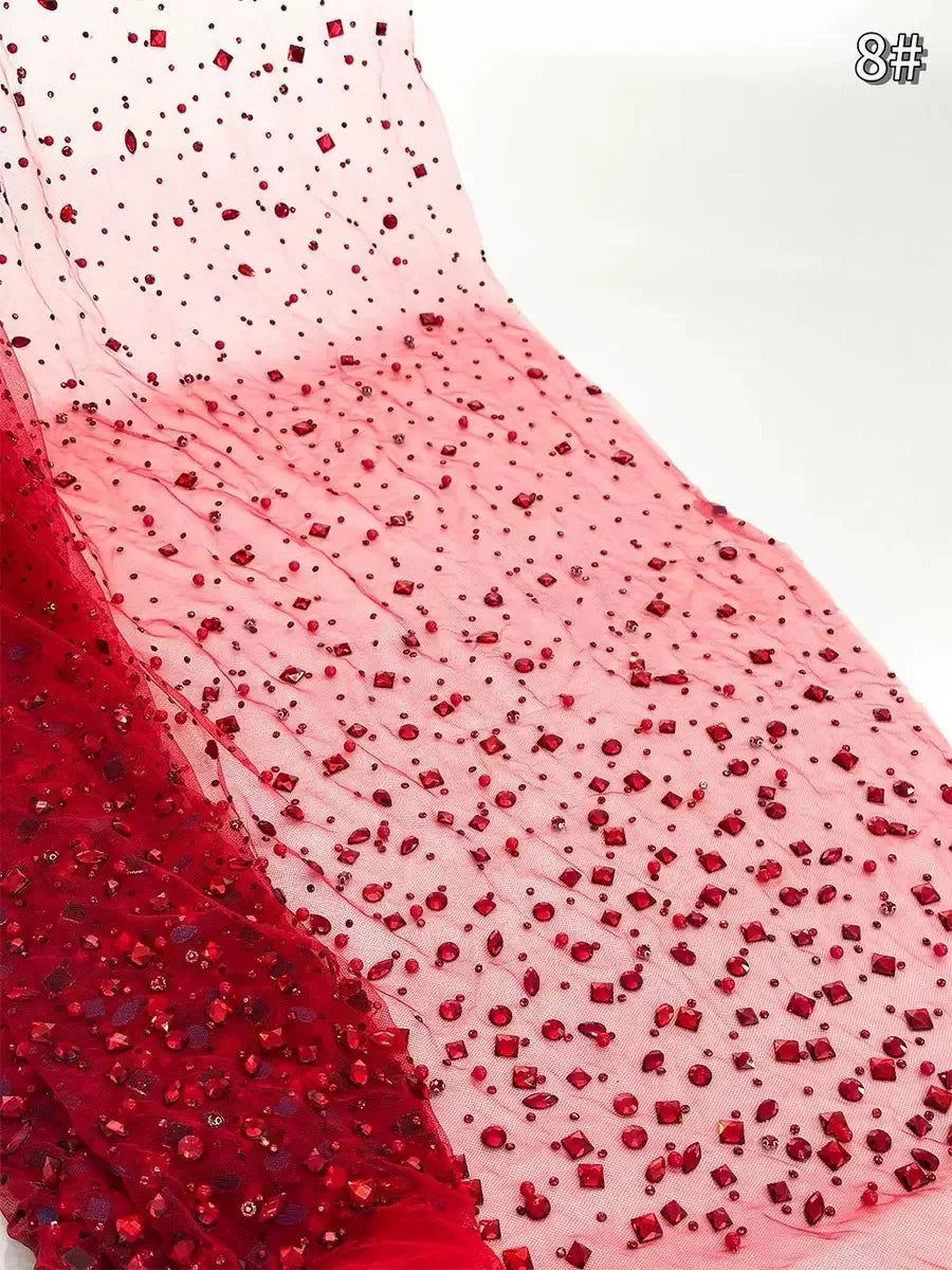 Sansa Customized Red Mermaid Glitter Strapless Prom Dresses Floor-Length Backless vestidos de festa