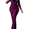 Znaiml Elegant Formal Office Lady Two 2 Pieces Women Clothing Pearls Blazer Coat and Straight Pants Work Business Matching Sets