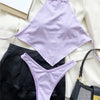Sexy Halter Bandana Bikinis Set Swimwear Women Thong Swimsuits Backless Bathing Suit Bikini 2024 Mujer Swim Wear Biquini Summer