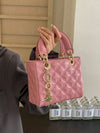 Quilted Pattern Solid Color Pu Handbag With Pendant Decoration, Versatile Noble Women's Crossbody Bag, Fashionable Handbag