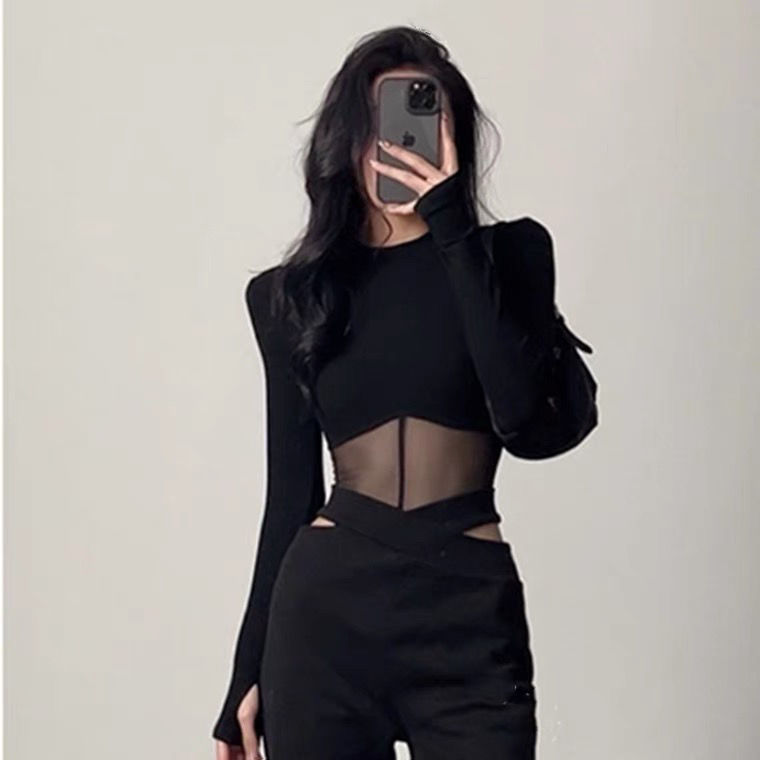 Summer Women T Shirt Girls T-Shirt Woman Clothes Long Sleeve Tops Spring Black Slim Tshirt Female Crop Top Tee Sexy Skinny Y2k