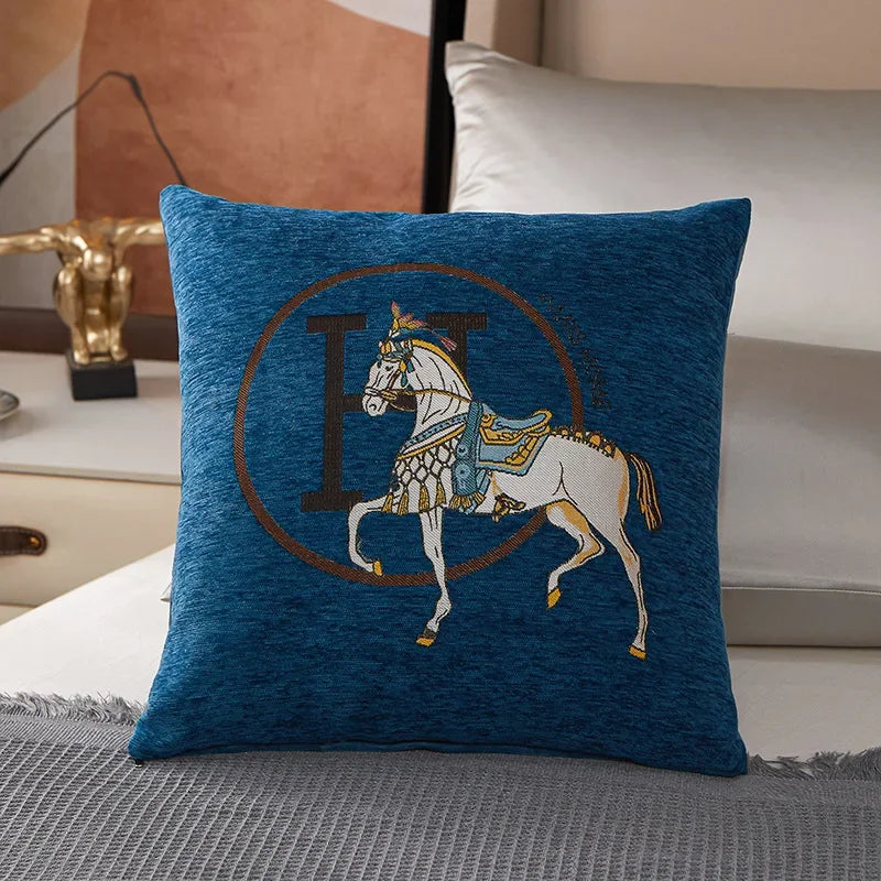 Croker Horse 45cm Throw Pillow Cushion Covers Pack Of 1 Pcs Luxury Horse Embroidery Modern Style Couch Sofa Pillow Covers