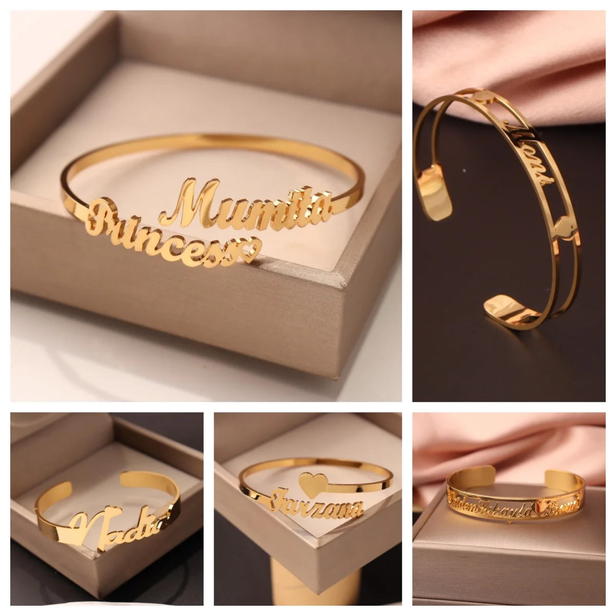 Custom Name Bangle for Women Stainles Steel Open Bracelets Girl Jewelry Personalised Double Name Couple Bracelet Christmas Gifts