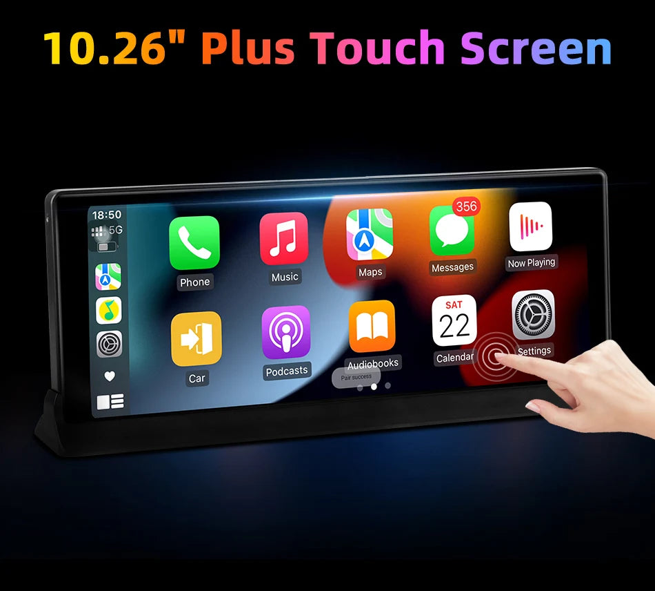 Develuck 10.26" Car DVR 350° Adjustable Carplay Android Auto Dash cam 4K Front&1080P Rear Camera Voice Control WIFI Dual lens FM