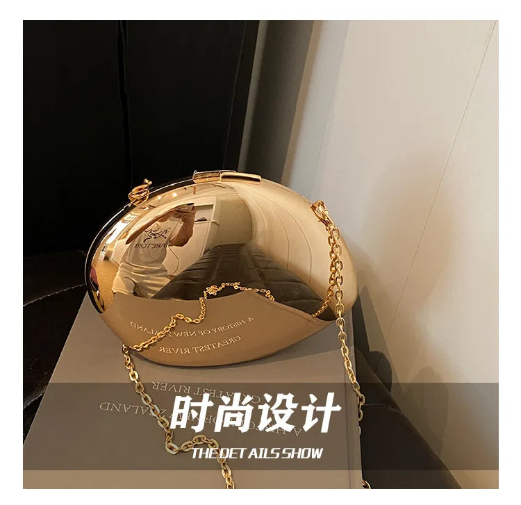 Golden Acrylic Women Hobo Bags Luxury Designer Clear Beach Handbags Dinner Party Wedding Round Top Handle Evening Clutch Purse