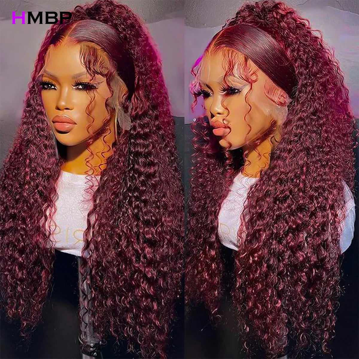 500 Density 99j Burgundy Deep Wave 13x6 Hd Lace Front Wig Human Hair Glueless 360 Full Lace Pre Plucked Brazilian Wigs For Women