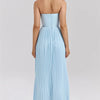 Mozision Off-shoulder Backless Pleated Maxi Dress For Women Fashion Strapless Sleeveless High Waist Bodycon Sexy Long Dress