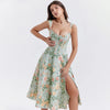 Suninheart Summer Pink Floral Print Corset Dress Midi Elegant Sexy Party Dresses Holiday Birthday Casual A Line Women Clothing