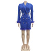FANAN Elegant Women Double Breasted Tassel Hem and Long Sleeve Notched Collar Lace Waist Patchwork Blazer Dress Vestidos 2022