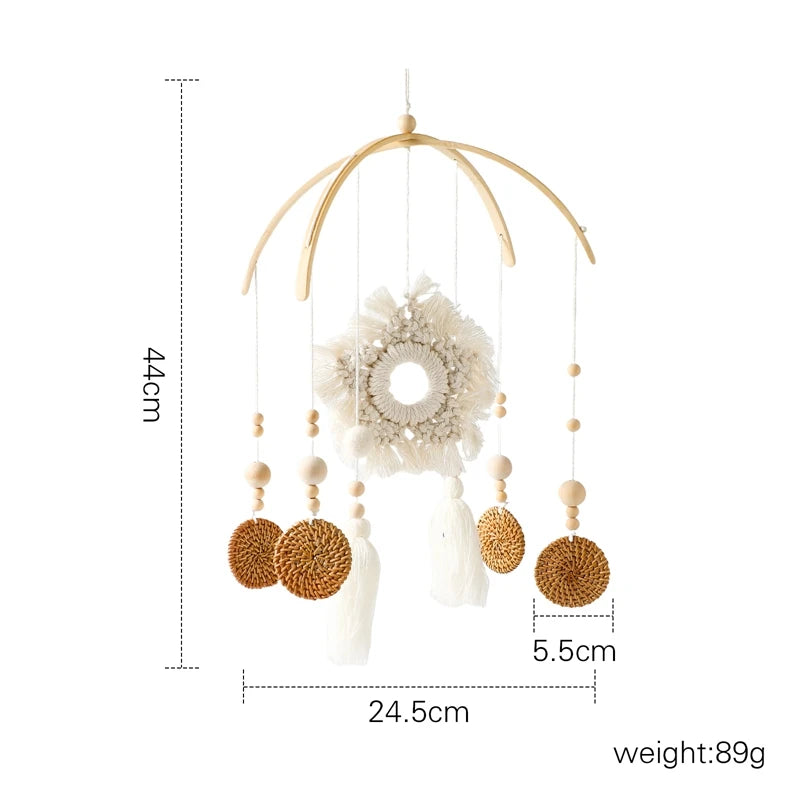 Baby Wooden Bed Bell Cartoon Rabbit Mobile Hanging Rattles Toy Hanger Crib Mobile Bed Bell Wood Toy Holder Arm Bracket Kid Gifts