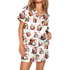 Nutcracker Pajamas Women Christmas Pajama Set Short Sleeve Tops+Elastic Waist Shorts Santa Claus Avatar Print Sleepwear Outfits