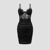 Elegant Sleeveless Dress for Woman New Fashion Sexy Lace Pleated Flower Patterned Hip Wrap Skirt Y2k Slim Fit Dresses for Female