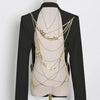 TWOTWINSTYLE Backless Spliced Button Blazers For Women Notched Collar Long Sleeve Patchwork Chain Chic Blazer Female Fashion New