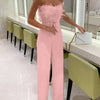 Women Sexy Jumpsuit Breast Wrap Spring Summer Fashion Female Elegant White Empire Casual Straight Long Jumpsuits