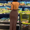 Elegant Women Dress Basic Short Sleeve Sexy Backless Slim Fit Summer Casual Vintage Gothic Streetwear Long Dress