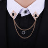 Fashion Tassel Crystal Cross Chain Brooch Women's Shirt Collar Pins and Brooches Personality Lapel Pin Buckle Women Accessories