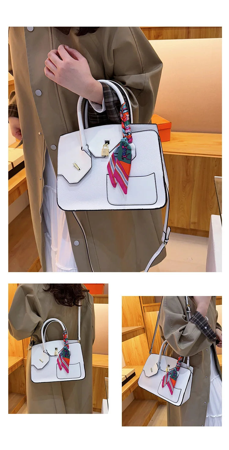 New Birkin Bag Handbag Lychee Grain Large Capacity Advanced Sense Kelly Bag Single Shoulder Crossbody Bag for Women
