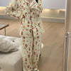 Christmas PJ Set Women Autumn Female Homewear Long Sleeves Button Sleepwear Pajamas Pants Pajama Sets Kawaii Y2K Girls Nightwear