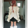 Karrram Y2k Aesthetics Lace Shirt Grunge Gothic Irregular Blouses Fairy Harajuku Bandage Shirt Vintage Lolita Clothes Mall Goth