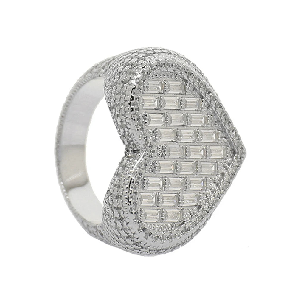 Full Micro Paved CZ Hollow Heart Ring High Quality Iced Out Bling Cubic Zirconia For Women Girlfriend Valentines Finger Jewelry