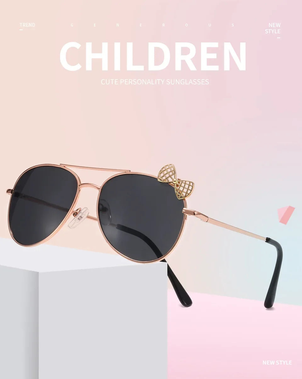 Kids Cute Sunglasses Metal Frame Children Sun Glasses Fashion Girls Outdoor Cycling Goggles Party Eyewear Photography Supplies