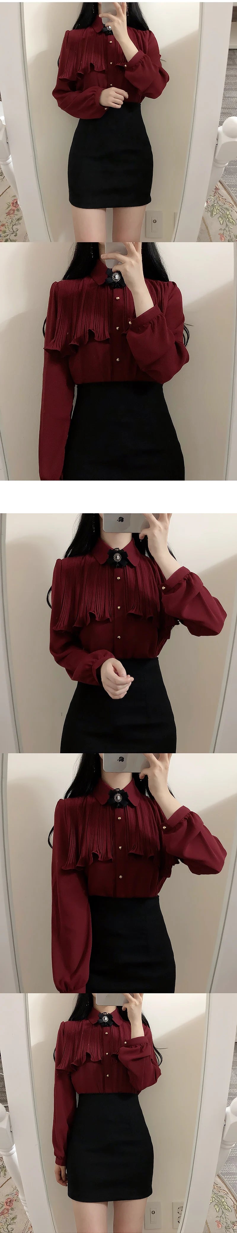 Korea Chic Tops Blusas Japan Style Elegant Hot Cute Preppy Girls Work Button White Shirts Retro Flhjlwoc Fashion Women Blouses
