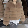 QUEENTINA Fox Fur Coat Real Winter Women'S Fashion Brown 2025 Leather And Skin Clothing Natural New In Coats & Jackets Outerwear