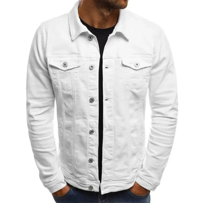 Men's Denim Jacket M-4XL Autumn Clothing Fashion Jackets Solid Color Business Casual Multi-pocket Long Sleeve Top Streetwear