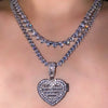 In Stock Iced Out Bling Women Jewelry 5A White Cubic Zirconia Heart Shaped Pendant Necklace With Tennis Box Chain