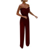 Women Jumpsuit Feather Tube Top Sexy Evening Party Jump Suits Sleeveless High-waisted Straight Playsuits Night Clubwear Overalls