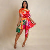 CM.YAYA Women Tie Dye Print Beach Sleeveless V-neck Sashes Sexy Party Club Playsuits Jumpsuit 2025 Summer One Piece Suit Rompers