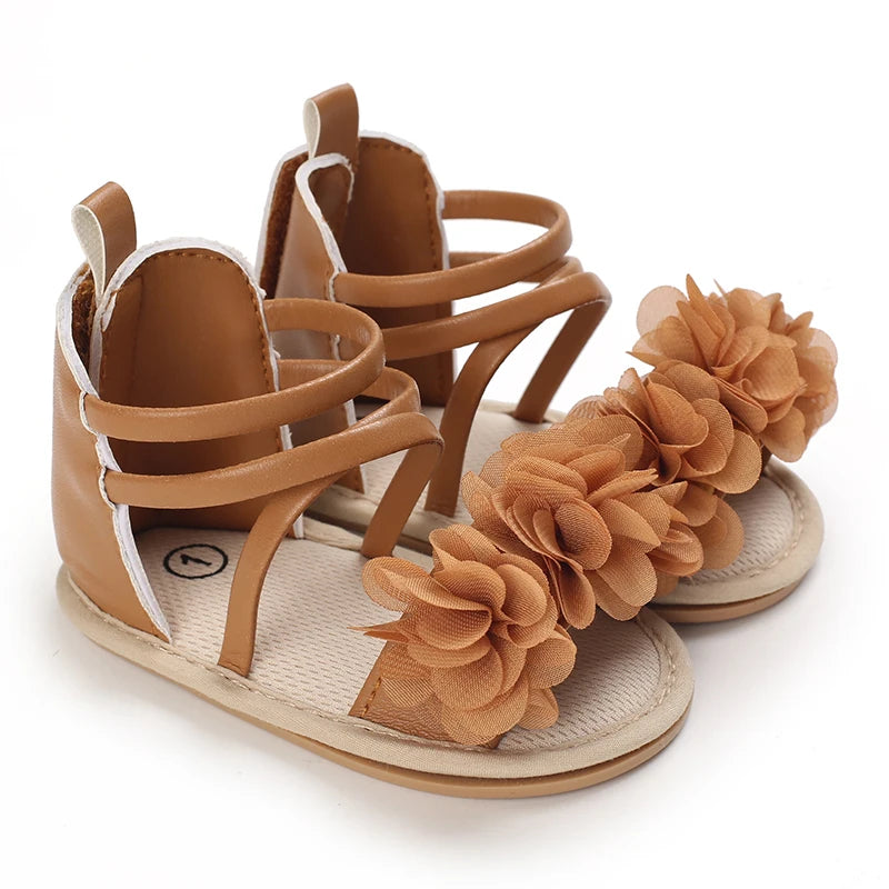 Summer Cool Baby Girl Sandals Fashion Newborn Sandal Idyllic Flower Soft Anti-slip Toddler Rubber Sole Comfortable Shoes