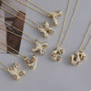 MHS.SUN New Leopard Bubble Letter Necklace Gold Plated Chunky Bubble Zircon 26 Initial Pendant Necklace Women Fashion Jewelry