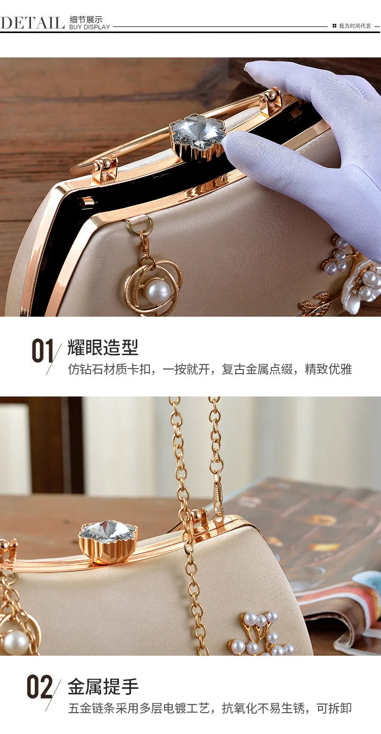 2025 New Women Handmade Flowers Clutch Handbags Wedding Evening Wallets Party Dinner Purse For Ladies 4 Colors
