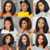 Peruvian Kinky Straight Wig Glueless Short Bob Wigs Human Hair 13X4 Yaki Straight Lace Front Wig Pre Plucked Closure Wig 180%