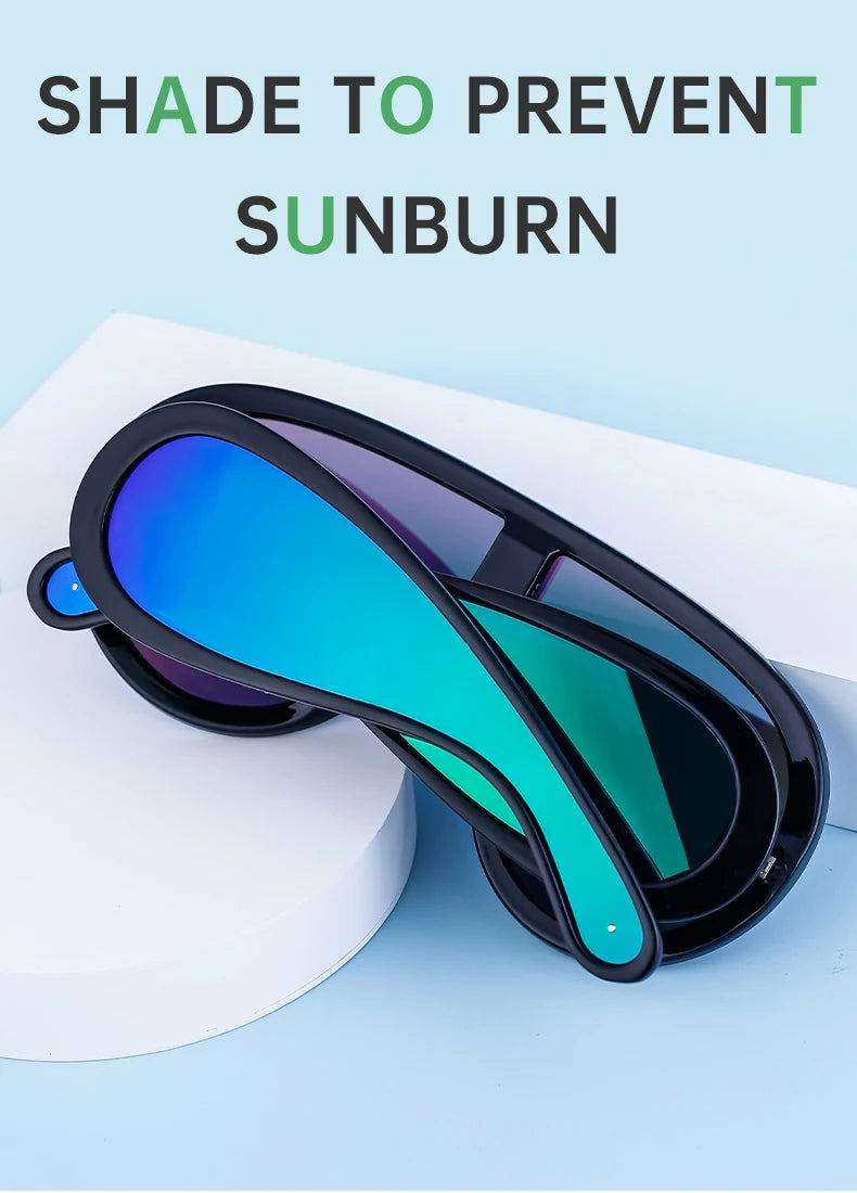 Oversized Wave Mask One-Piece Sunglasses Women Sports Y2K Punk Sun Glasses for Lady 2024 Luxury Brand Steampunk Eyewear Goggle