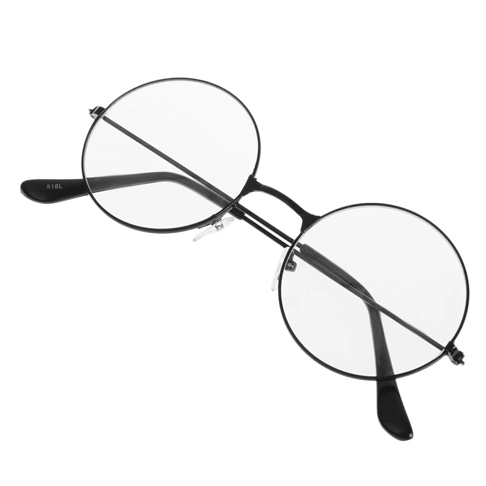 New Metal Frame Glasses Clear Round Lens Eye Glasses for Women Men Large Oversized Eyeware Harajuku Decorative Glasses Gifts