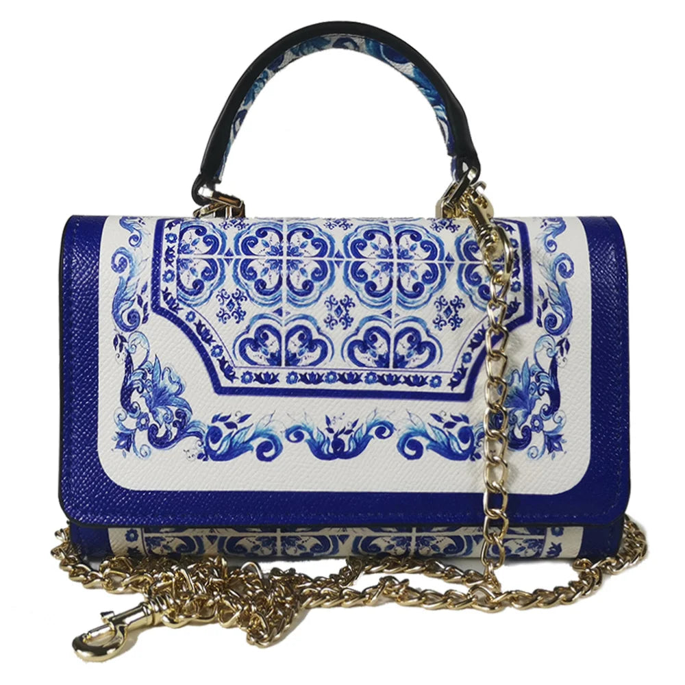 Vers handtas vierkante tas blauw blauw en wit porselein vierkante wilde tas vierkante handtas mini tas elegant FD99060124