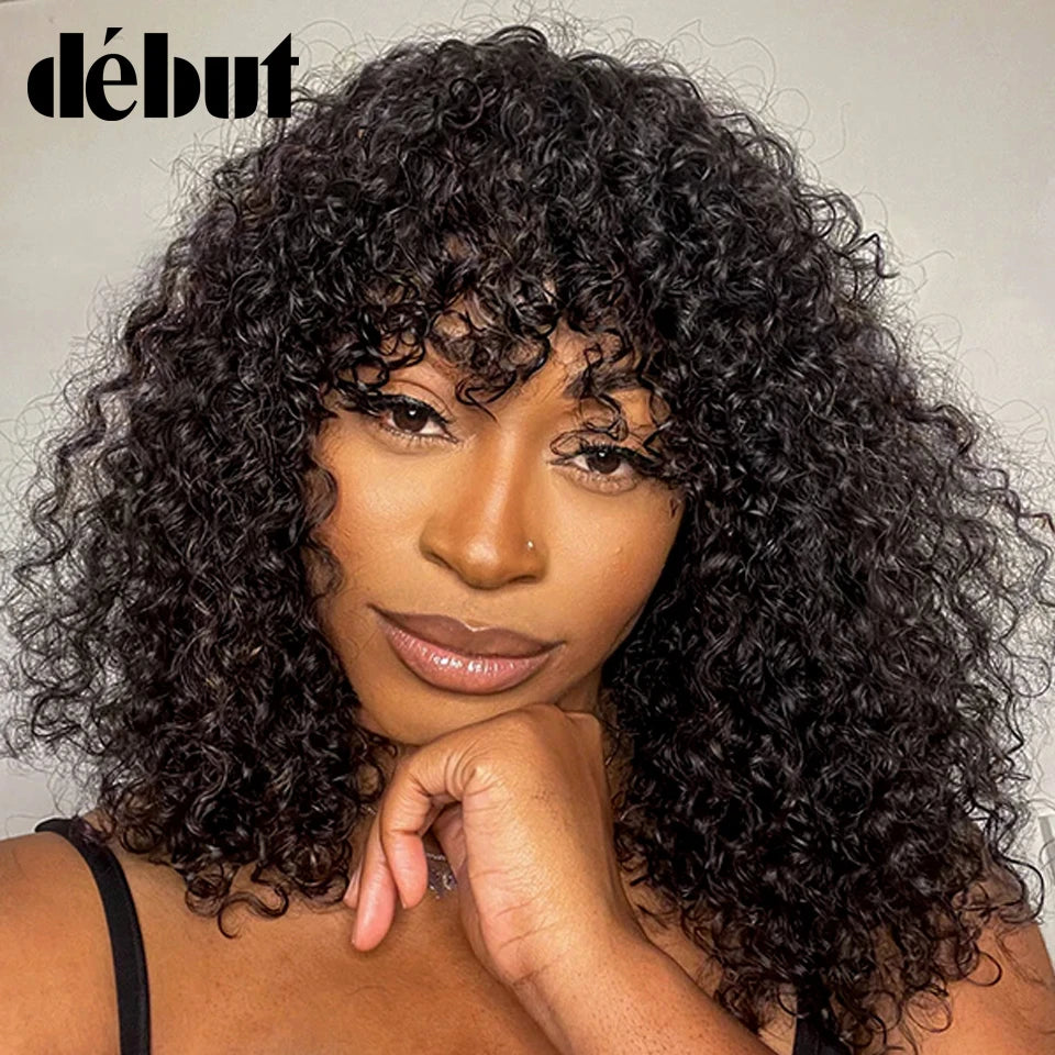 Jerry Curly Short Pixie Bob Cut Human Hair Wigs With Bangs For Women Wear To Go Peruvian Highlight Honey Water Wave Wigs