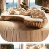 French light luxury semi-circular curved villa living room creative sofa cream special-shaped solid wood