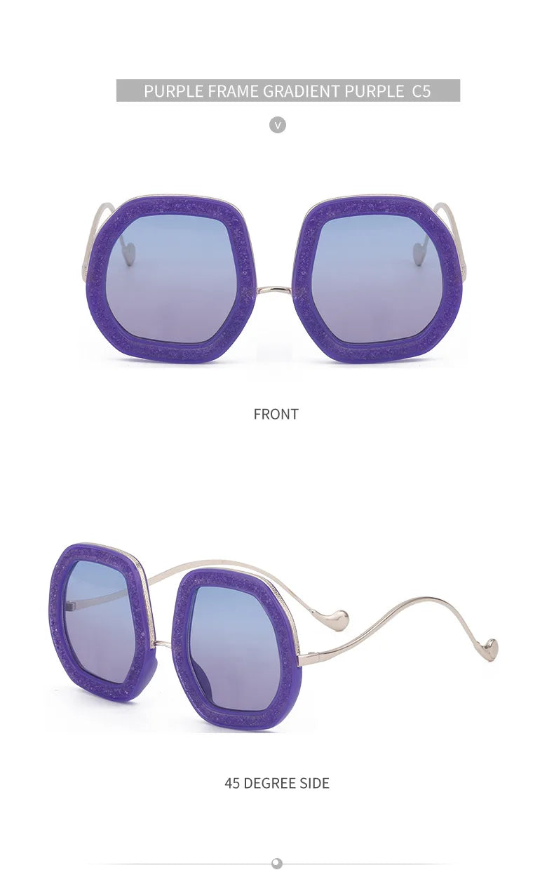 Oversized Luxury Diamond Shiny Sunglasses Women Irregular Round Crystal Sun Glasses Men UV400 Shades Eyewear Polygonal Sunglass