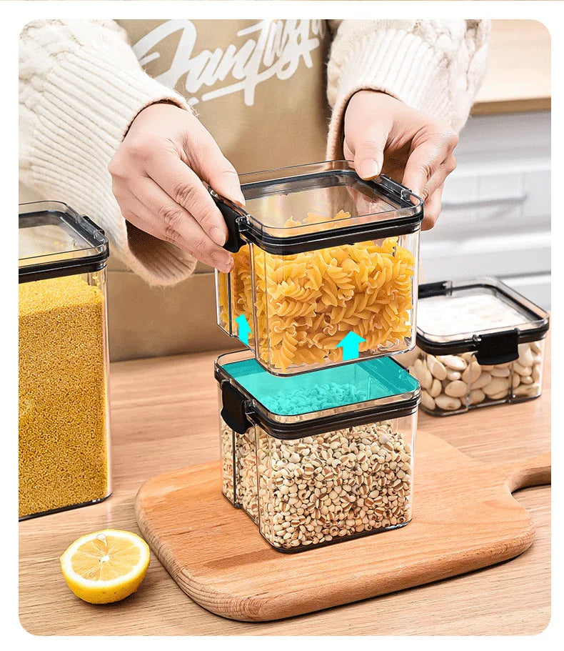 2/4PCS Sealed Jars Sets Stackable Kitchen Grain Srorage Sealed Containers Fridge Fresh Keep Boxes Seasoning Set Multigrain Tank